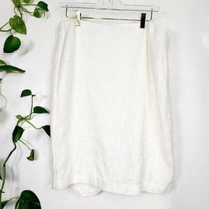 CALVIN KLEIN White Ivory Mini Pencil Skirt 10 MEDIUM Career Shimmer High Waist